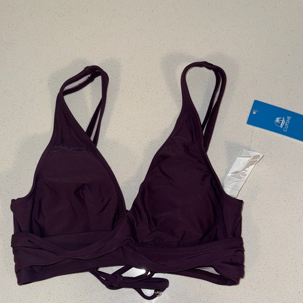 Cupshe Dark purple Bikini Top Size S
